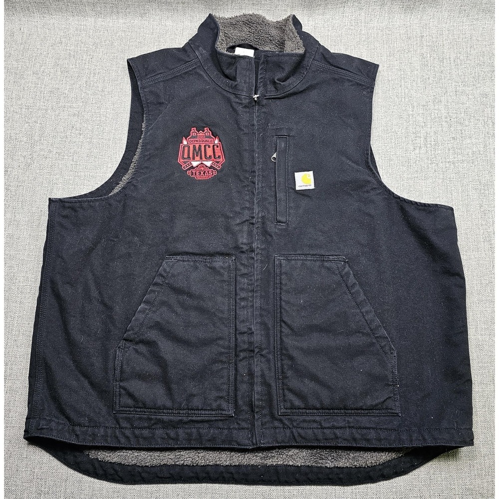 Carhartt Vest Mens XL Black Sherpa Lined‎ Canvas Insulated Workwear OV4277-M